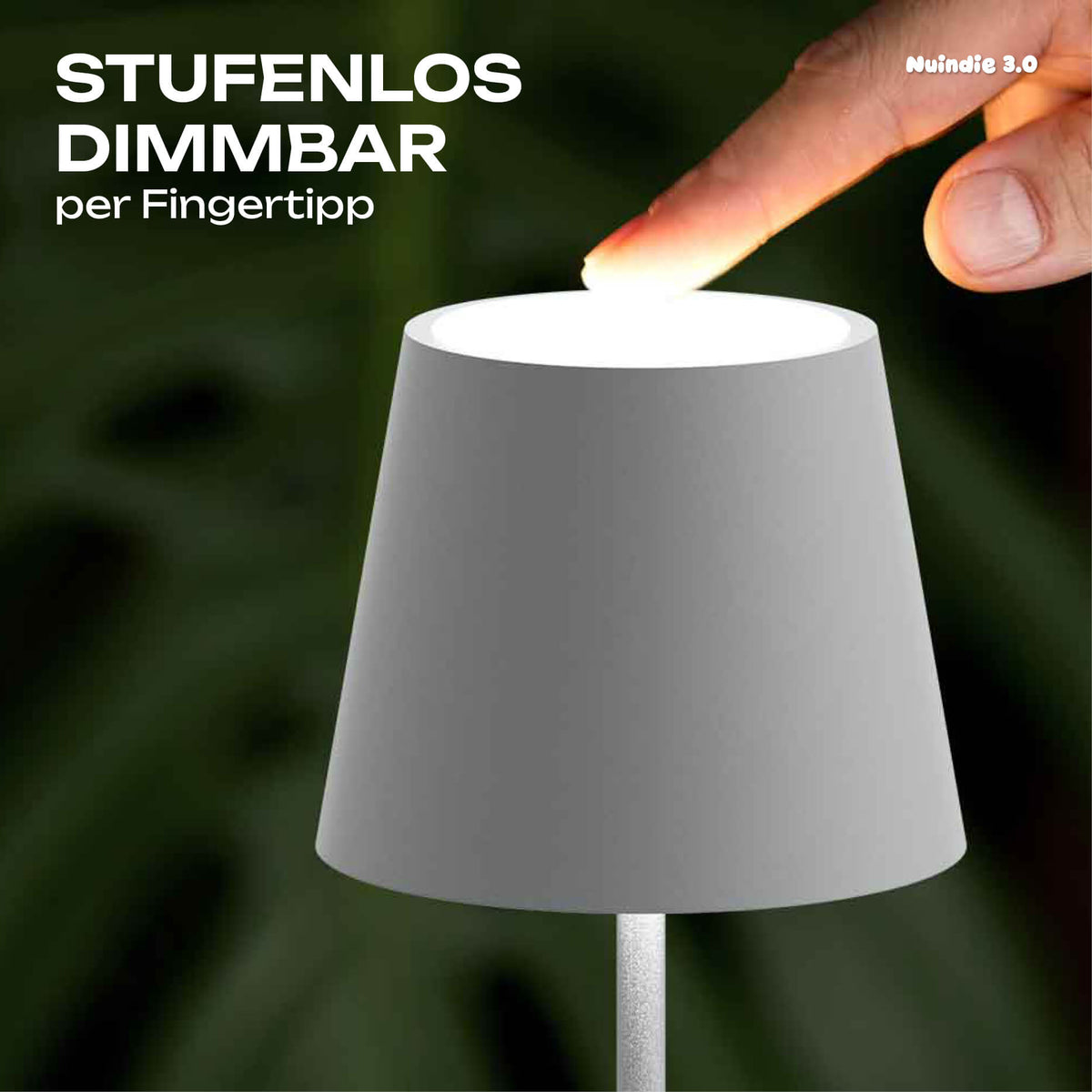 Stufenlos dimmbar: Sigor Nuindie 3.0 Akku-Tischleuchte in #Farbe_Nebelgrau