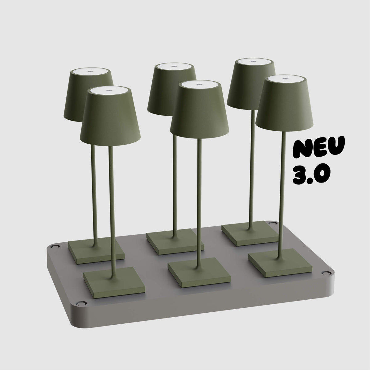Sigor Nuindie 3.0 Akku-Tischleuchte als 6er-Set mit Ladestation in #Farbe_Tannengrün