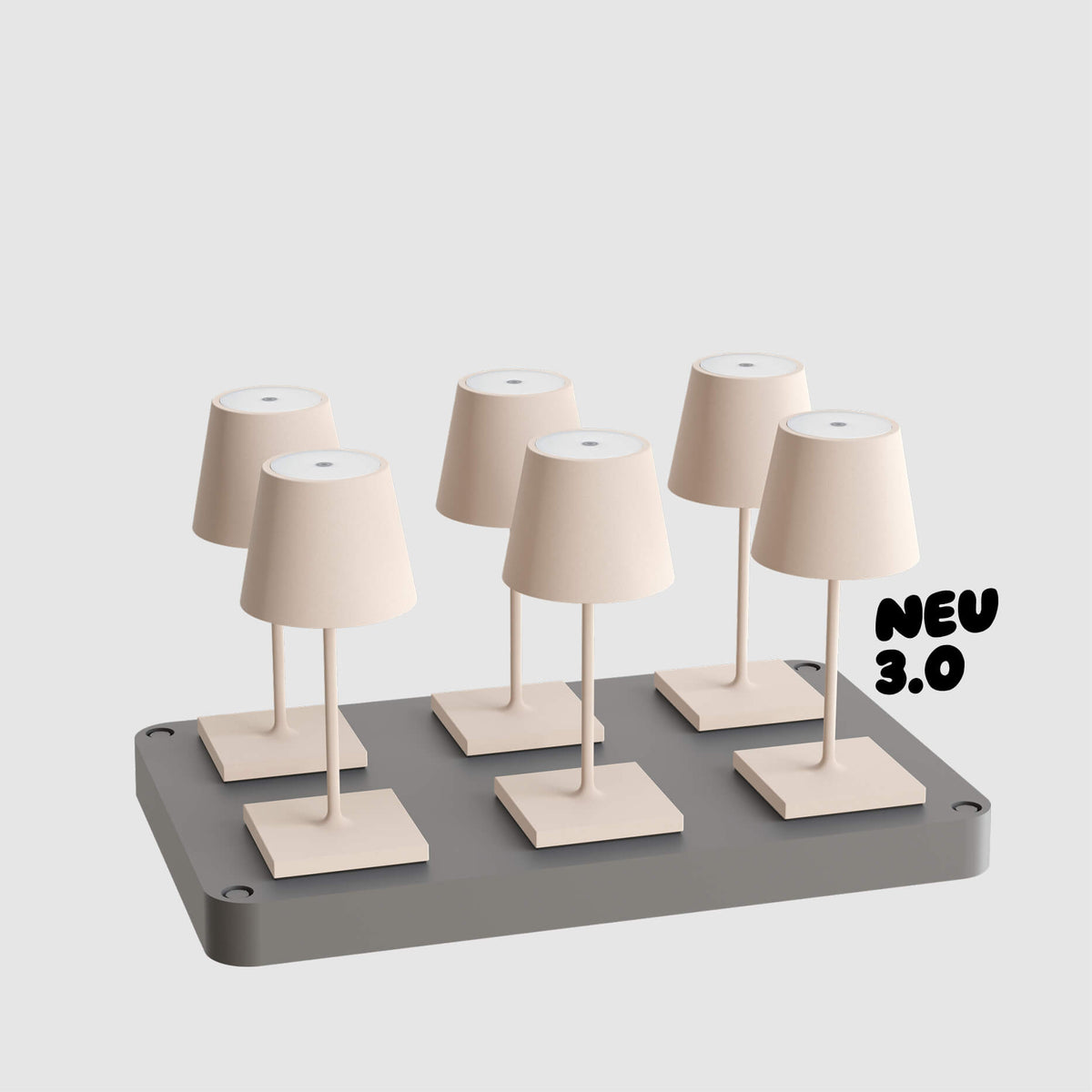 6er Bundle der Sigor Nuindie 3.0 Mini Akku-Tischleuchte mit Ladestation in #Farbe_Dünenbeige