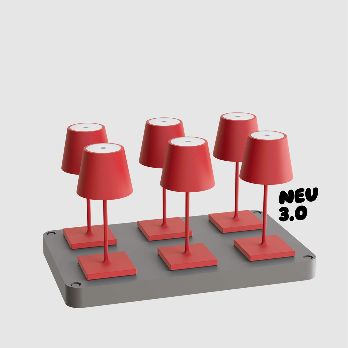 6er Bundle der Sigor Nuindie 3.0 Mini Akku-Tischleuchte mit Ladestation in #Farbe_Feuerrot