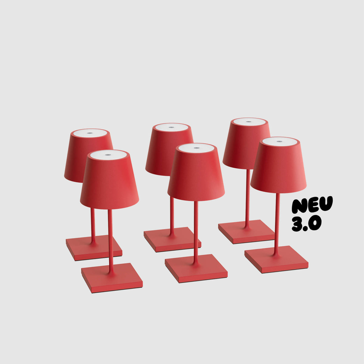 6er Bundle der Sigor Nuindie 3.0 Mini Akku-Tischleuchte in #Farbe_Feuerrot