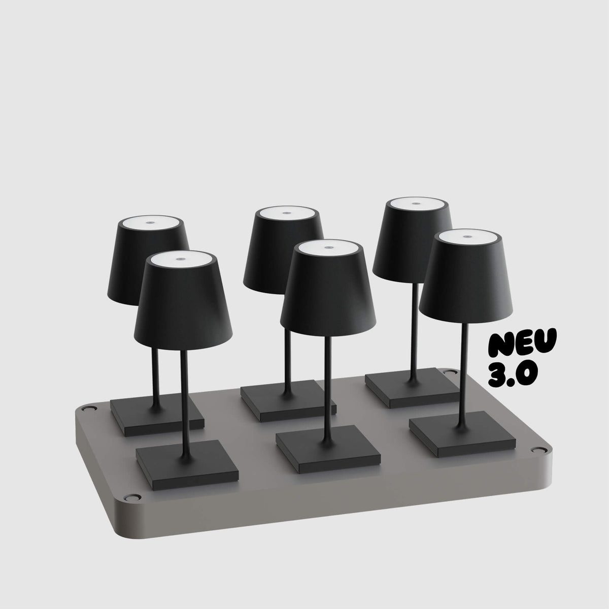 6er Bundle der Sigor Nuindie 3.0 Mini Akku-Tischleuchte in #Farbe_Nachtschwarz