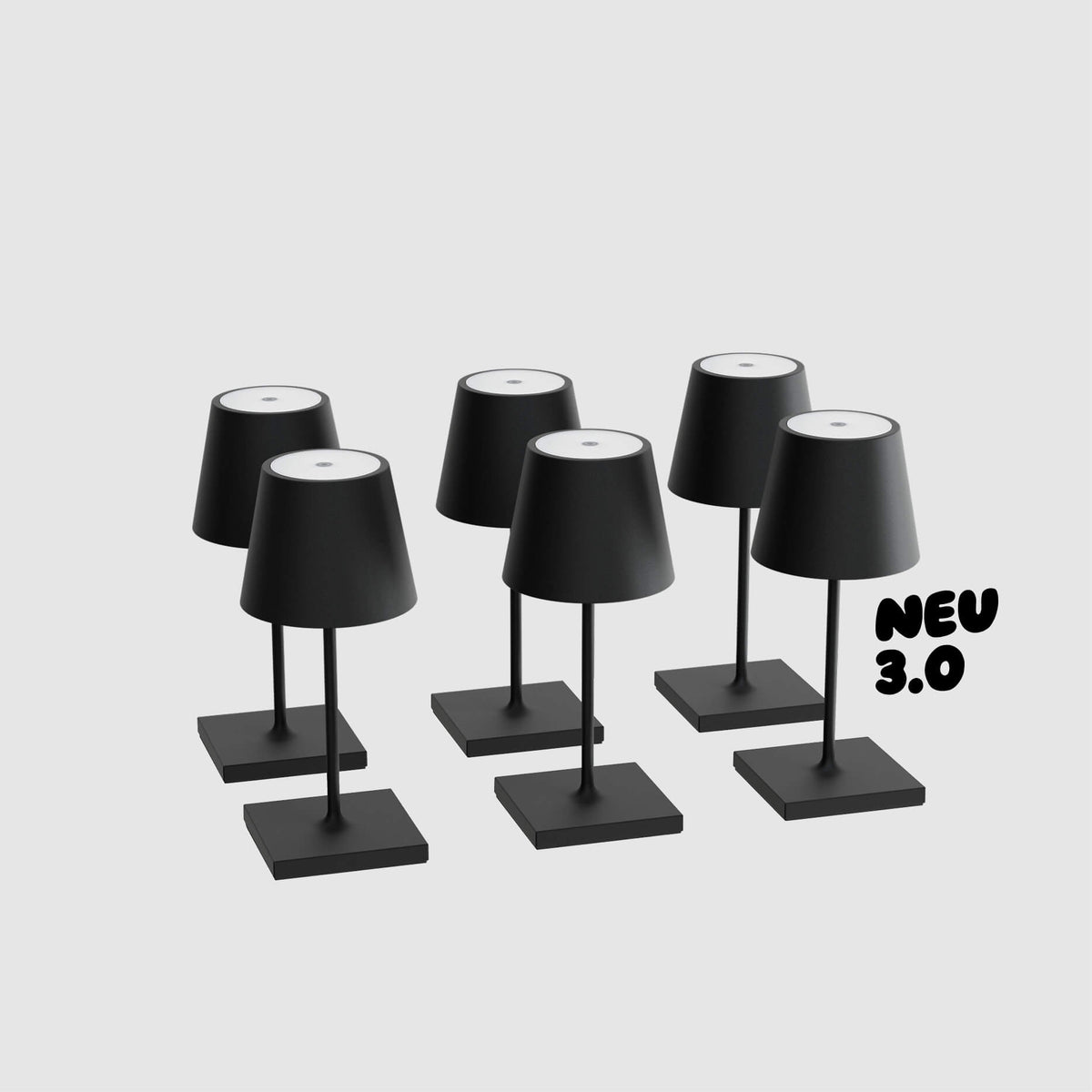 6er Bundle der Sigor Nuindie 3.0 Mini Akku-Tischleuchte in #Farbe_Nachtschwarz