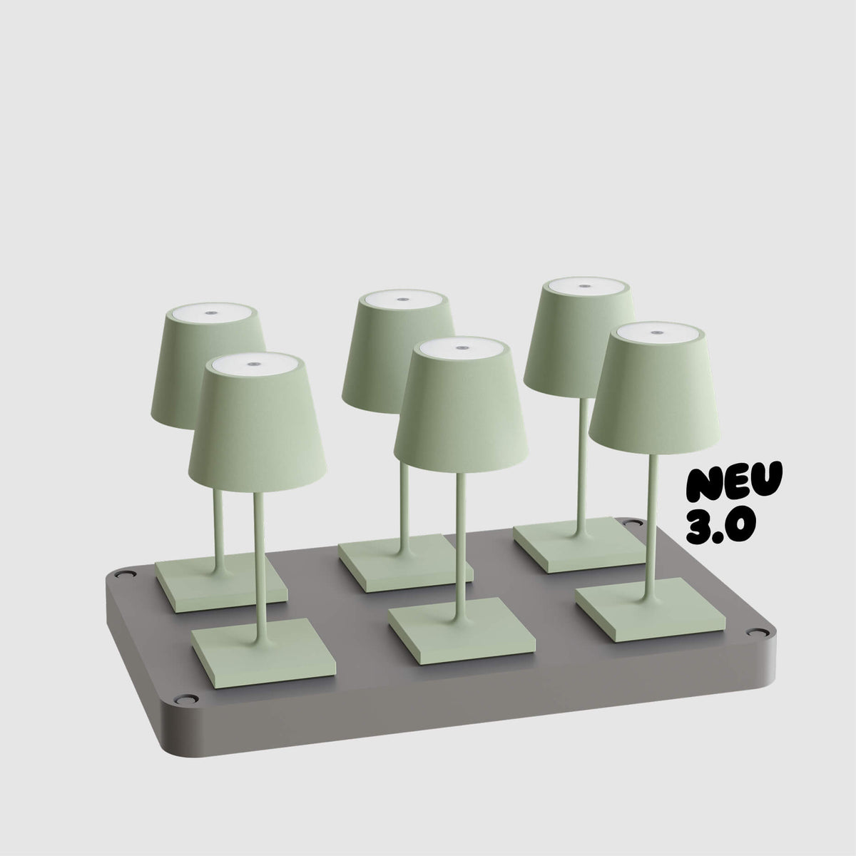6er Bundle der Sigor Nuindie 3.0 Mini Akku-Tischleuchte mit Ladestation  in #Farbe_Salbeigrün