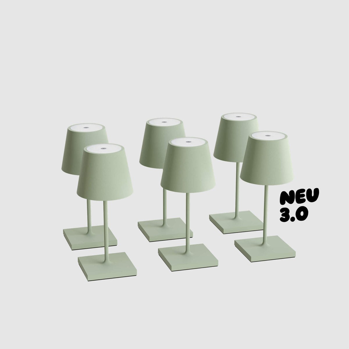 6er Bundle der Sigor Nuindie 3.0 Mini Akku-Tischleuchte in #Farbe_Salbeigrün