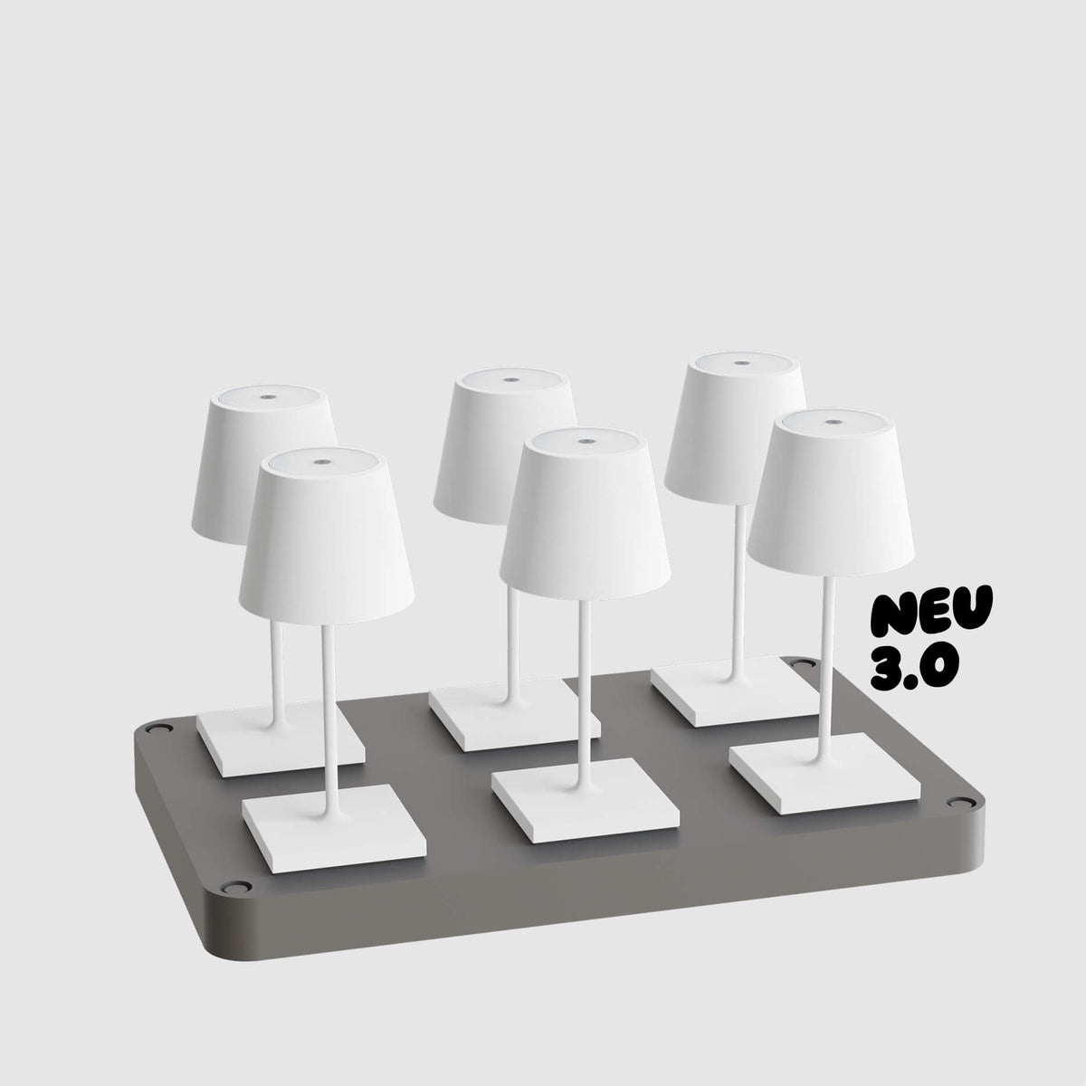 6er Bundle der Sigor Nuindie 3.0 Mini Akku-Tischleuchte mit Ladestation in #Farbe_Schneeweiss