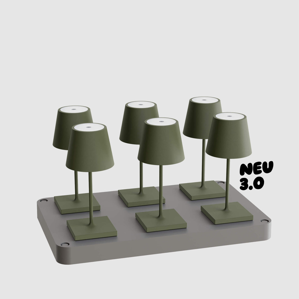 6er Bundle der Sigor Nuindie 3.0 Mini Akku-Tischleuchte mit Ladestation in #Farbe_Tannengrün