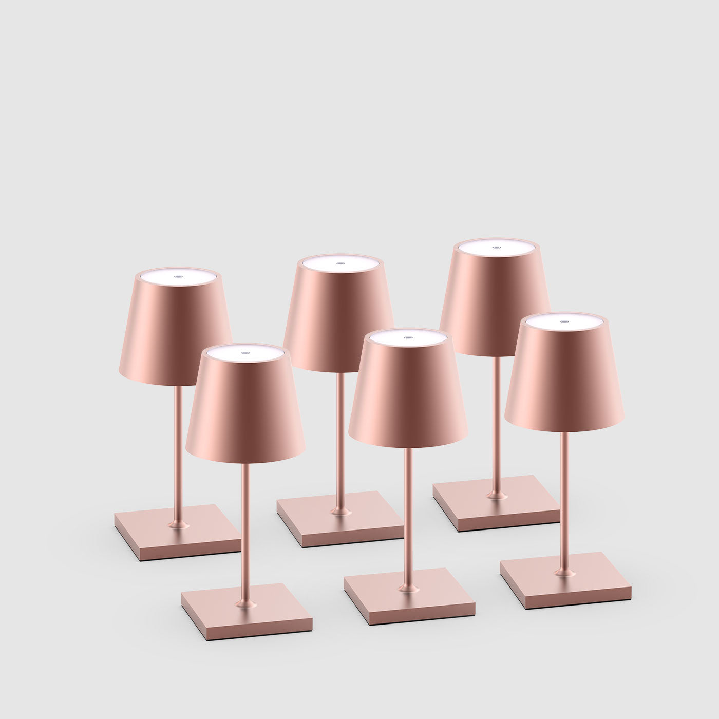 Sigor Nuindie Mini Akku-Tischleuchte, eloxiert als 6er-Bundle für Gastronomie in #Farbe_Roségold