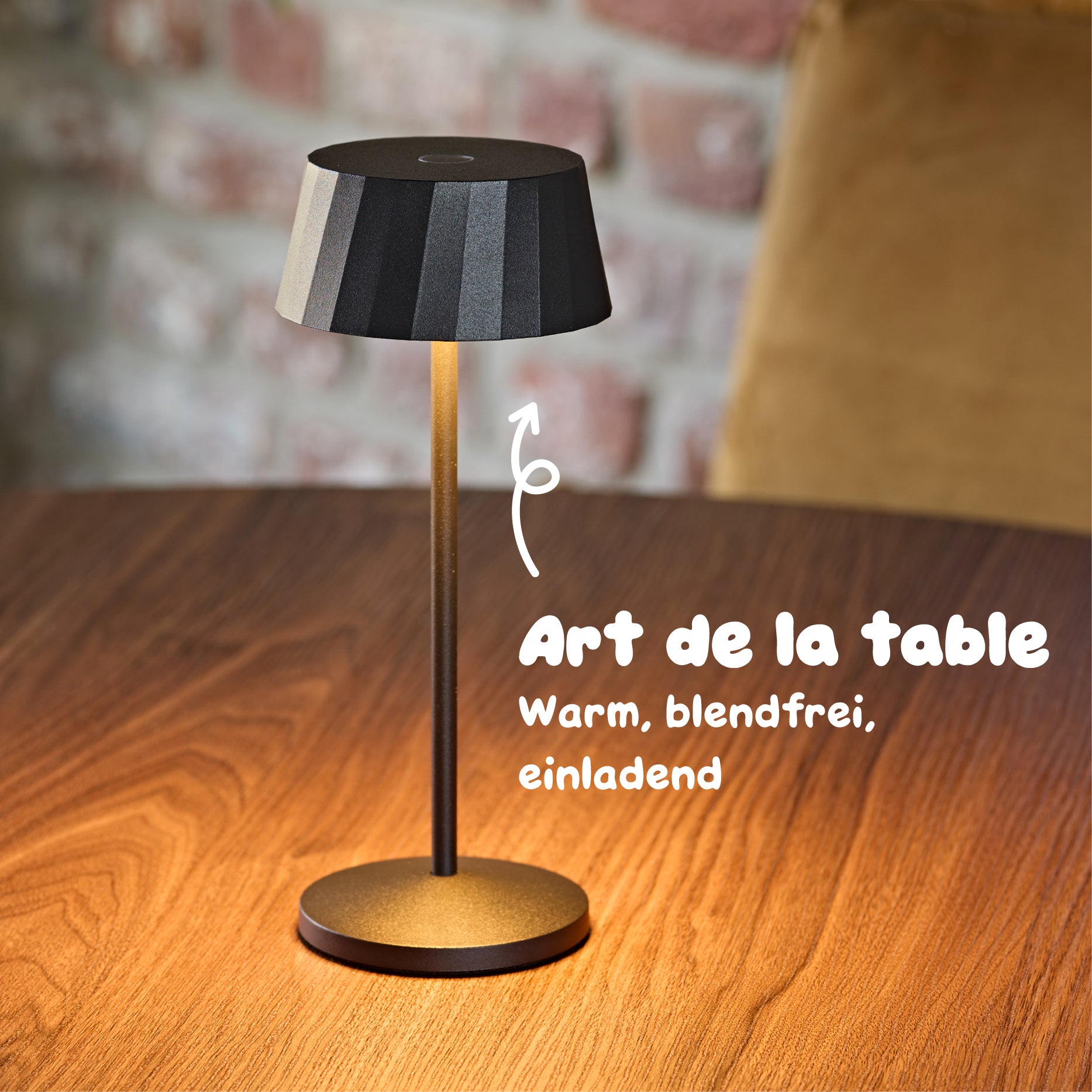 Sigor Facetta Remote Tischleuchte mit warmem blendfreiem Licht nach unten #Farbe_Nachtschwarz